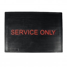 RUBBER SERVICE MAT, IMPRINTED "SERVICE ONLY", 12" W X 18" L, BLACK (EACH)