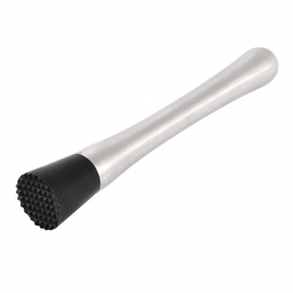 8" STAINLESS STEEL MUDDLER,  WITH BLACK SERRATED END (EACH)