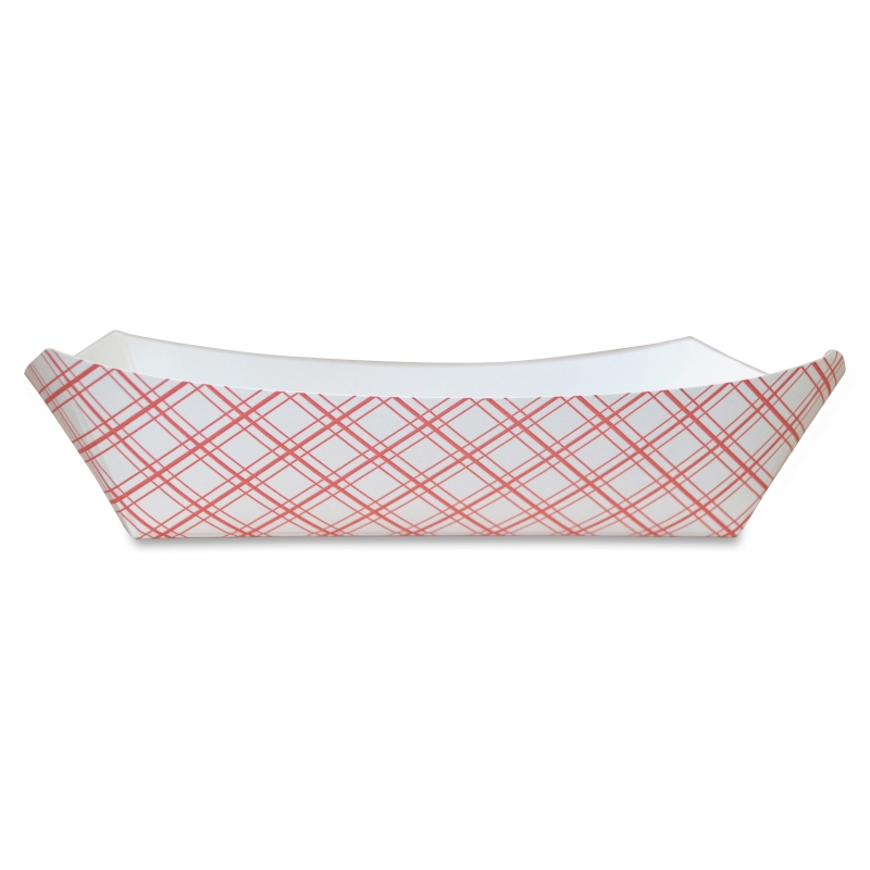 4 x 4 x 2 3/4 Red Plaid Hinged Paper Sandwich Container - 500/Case