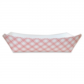 PAPER FOOD TRAY / BOAT, 2-1/2 LB, RED & WHITE PLAID (500)
