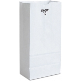 DURO PAPER BAG, 10 LB, WHITE, 6-5/16" X 4-3/16" X 13-3/8" - 500 PER PACK