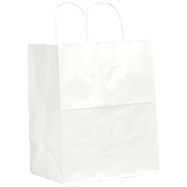 DURO PAPER BAG, HANDLED, WHITE, 12" X 9" X 15-3/4" - 200 PER CASE