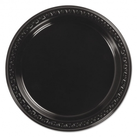 ECOPAX 9" BLACK HEAVYWEIGHT POLYPRO PLASTIC PLATE, PP091-BK (400)