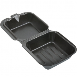 DARNEL 6" SQUARE BLACK FOAM HINGED LID CONTAINER, 401199 (500)