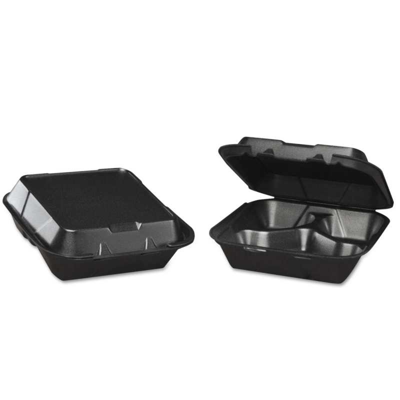 DARNEL 8" SQUARE BLACK FOAM HINGED LID CONTAINER