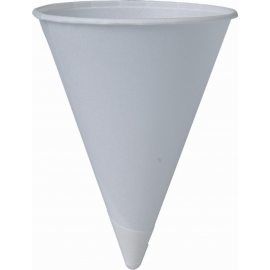 PAPER CONE WATER CUP, 4 OZ WITH ROLLED RIM (5000)