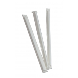 CLEAR GIANT DIAMETER BEVERAGE / SHAKE STRAW, 10.25", WRAPPED (1,200)