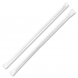 CLEAR JUMBO (STANDARD) BEVERAGE STRAW, 7.75", WRAPPED (500/BOX)