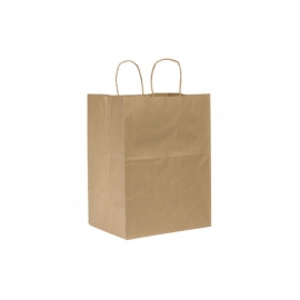 KRAFT PAPER BAG, HANDLED, NATURAL, 12" X 9" X 15.75" - 200 PER CASE