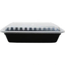 KARAT 38 OZ BLACK RECTANGULAR TO-GO CONTAINER COMES IN COMBO PACK WITH LIDS