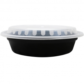 24 OZ BLACK ROUND TO-GO CONTAINER, COMBO PACK WITH LIDS (150)