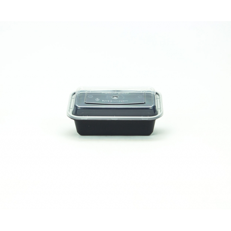 24 oz. Rectangular Black Containers and Lids, Case of 150 or Pallet (40  Cases)