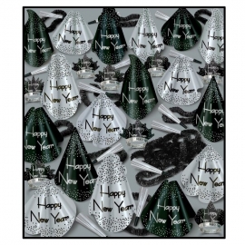 BEISTLE SILVER GRAND NEW YEAR'S PARTY FAVOR KIT FOR 100 PEOPLE