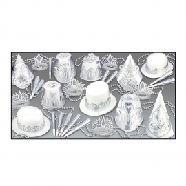 BEISTLE SILVER DOLLAR NEW YEAR'S PARTY FAVOR KIT FOR 50 PEOPLE