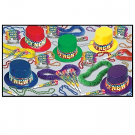 BEISTLE RAINBOW BLAST NEW YEAR'S PARTY FAVOR KIT FOR 50 PEOPLE