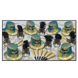 BEISTLE TOPAZ ASSORTMENT NEW YEAR'S PARTY FAVOR KIT FOR 50 PEOPLE