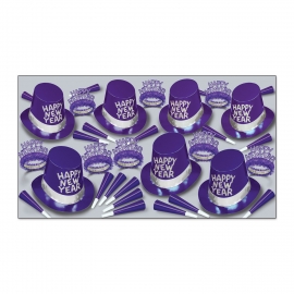 BEISTLE PURPLE PASSION NEW YEAR'S PARTY FAVOR KIT FOR 50 PEOPLE