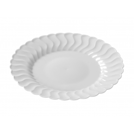 FINELINE 6" ROUND FLAIRWARE WHITE PLASTIC PLATE, 206-WH (180)