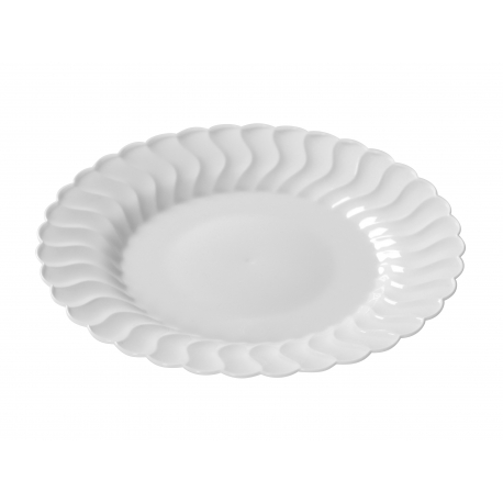 FINELINE 6" ROUND FLAIRWARE WHITE PLASTIC PLATE, 206-WH - 180 PER CASE
