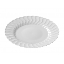 FINELINE 9" ROUND FLAIRWARE WHITE PLASTIC PLATE, 209-WH - 180 PER CASE