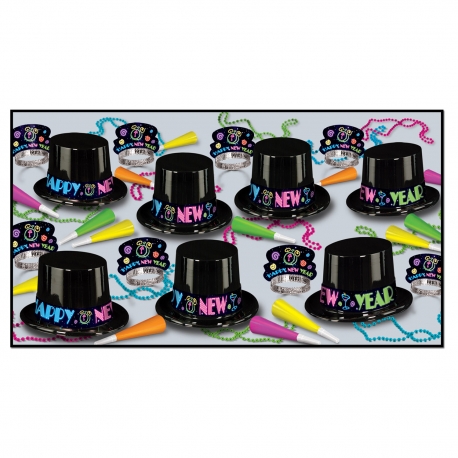 BEISTLE NEON PARTY NEW YEAR'S PARTY FAVOR KIT FOR 50 PEOPLE