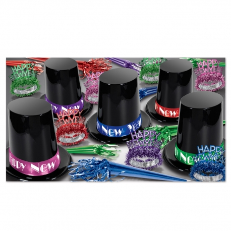 BEISTLE THE BIG TOP HAT NEW YEAR'S PARTY FAVOR KIT FOR 50 PEOPLE