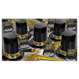 BEISTLE THE BIG TOP HAT GOLD NEW YEAR'S PARTY FAVOR KIT FOR 50 PEOPLE