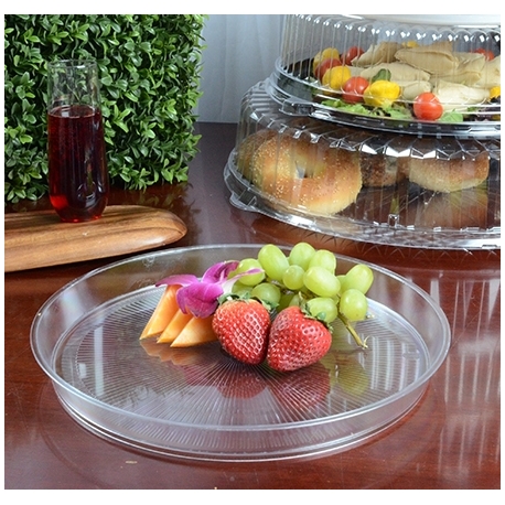 FINELINE HR1620.CL, PLASTIC 16" CLEAR CATERING TRAY EXTRA HEAVY (25/CASE)