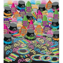 BEISTLE NEON GLOW BONANZA DELUXE NEW YEAR'S PARTY FAVOR KIT FOR 100 PEOPLE