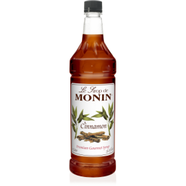 MONIN CINNAMON FLAVORED SYRUP, PLASTIC LITER BOTTLE - 4 PER CASE