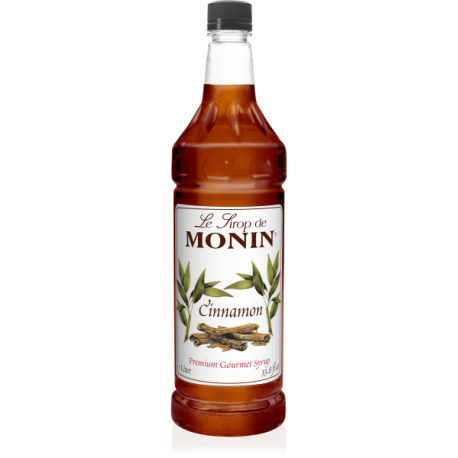 MONIN CINNAMON FLAVORED SYRUP, PLASTIC LITER BOTTLE - 4 PER CASE