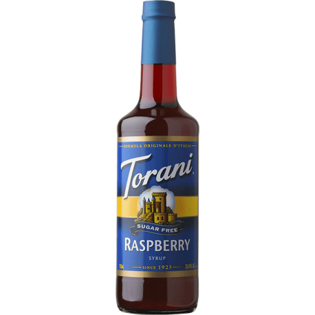 TORANI RASPBERRY *SUGAR FREE* FLAVOR SYRUP, 750 ML BOTTLE - 4 PER CASE