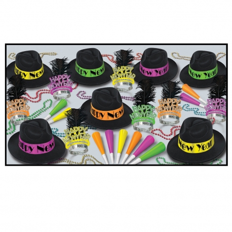 BEISTLE NEON SWING NEW YEAR'S PARTY FAVOR KIT FOR 50 PEOPLE
