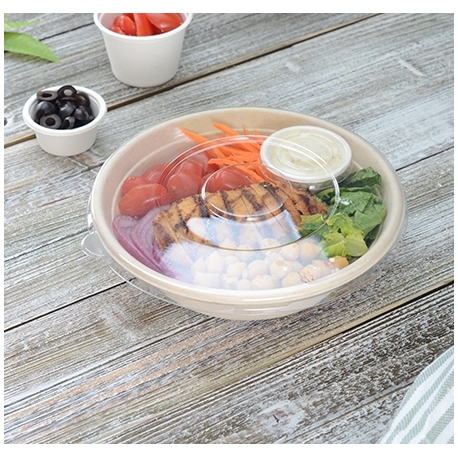 FINELINE SETTINGS FLAT CLEAR PETE LID FOR 24-40 OZ, 8" ROUND BAGASSE BOWLS 42RBFL (300)
