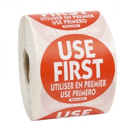 REMOVABLE "USE FIRST" FOOD SAFETY LABEL (500 LABELS PER ROLL)