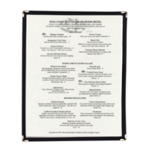 SINGLE PAGE MENU COVER FOR LETTER-SIZED PAPER, BLACK TRIM (25)