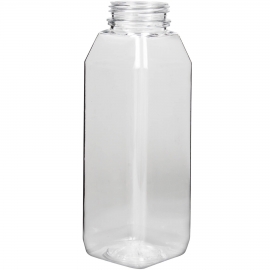 PLASTIC 8 OZ CLEAR, SQUARE, SHORT JUICE CONTAINER WITH LIDS INCLUDED (216)