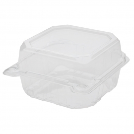 KARAT 6" TO GO CONTAINER CLEAR, PET PLASTIC, HINGED LID (500)