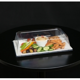 FINELINE SETTINGS DOME CLEAR PETE LID FOR 12" X 7" RECTANGULAR BAGASSE PLATE - 120 PER CASE
