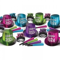 BEISTLE NEW YEAR "2024" (MULTI-COLOR) NEW YEAR'S PARTY FAVOR KIT FOR 50 PEOPLE