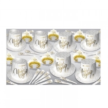 BEISTLE WHITE NEW YEAR GOLD NEW YEAR'S PARTY FAVOR KIT FOR 50 PEOPLE