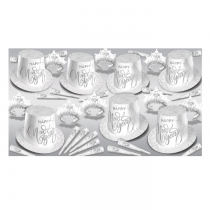BEISTLE WHITE NEW YEAR SILVER NEW YEAR'S PARTY FAVOR KIT FOR 50 PEOPLE