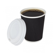 KARAT 8 OZ BLACK PAPER HOT CUP WITH INTEGRATED RIPPLE SLEEVE (500)