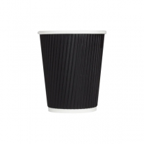 KARAT 12 OZ BLACK PAPER HOT CUP WITH INTEGRATED RIPPLE SLEEVE (500)