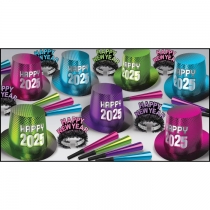 BEISTLE NEW YEAR "2025" ASSORTED COLOR NEW YEAR'S PARTY FAVOR KIT FOR 50 PEOPLE